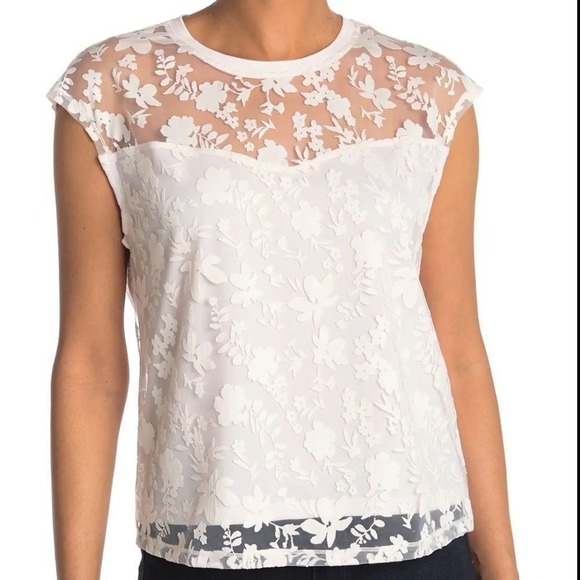 Laundry By Shelli Segal Burn Out Top In Open soft Pink size M - Picture 1 of 5